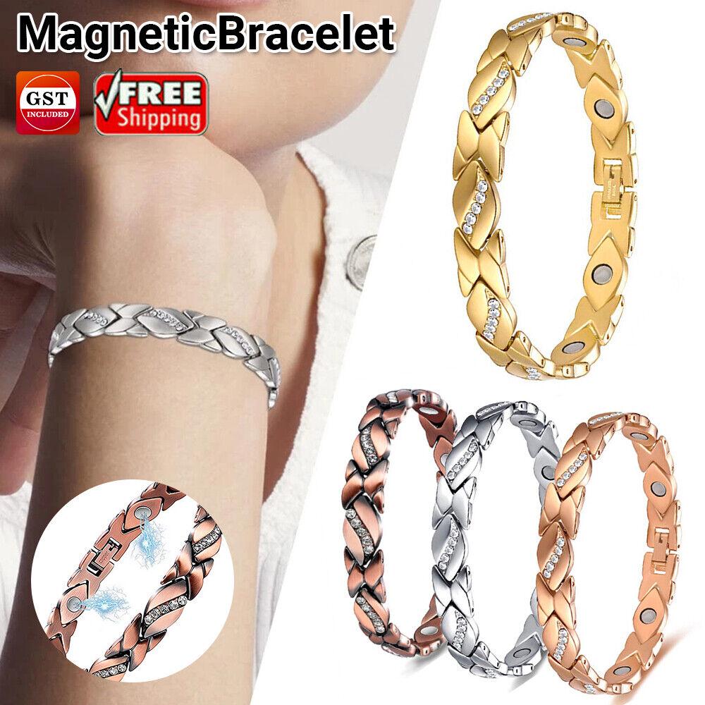 Mens Women Bracelet Magnetic Healing Bio Therapy Pain Relief Braided Bangle AU