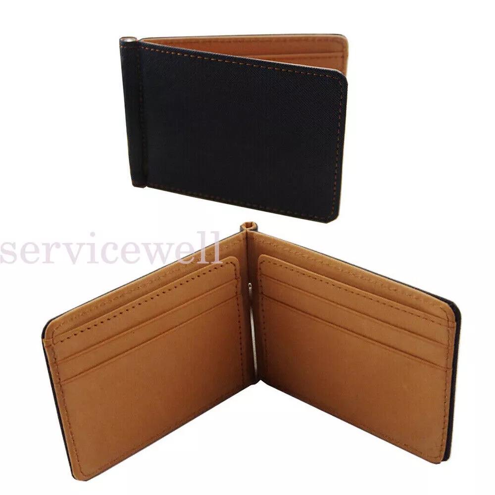 Mens Womens Leather Wallet Grey Credit Card Holder Ultra Slim Clip Money Purse - Image 3