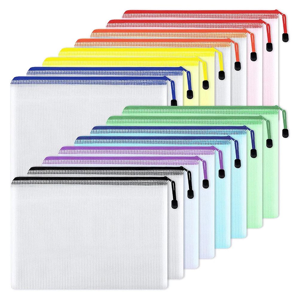 Mesh Zipper Pouch Document Bag Zip File Folders Organizer For A3/A4 Size Travel