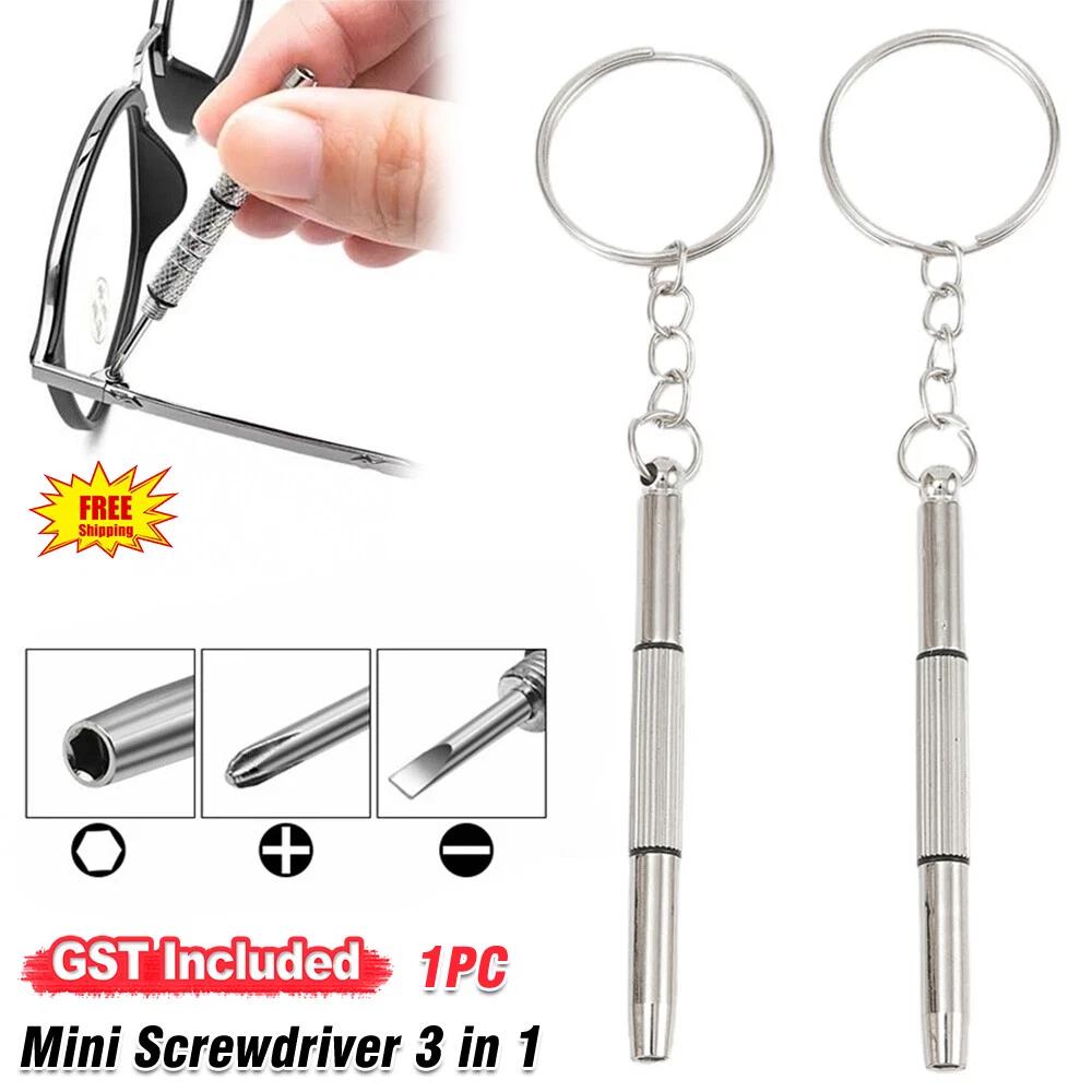 Mini Screwdriver 3 in 1 Keychain Glasses Watch Phone Screw Repair Tool Keyring