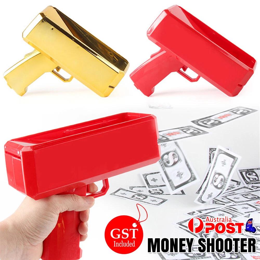 Money Shooter Playing Spray Cash Toy Gun Prop Bill Dispenser Shooter 100Pcs AU
