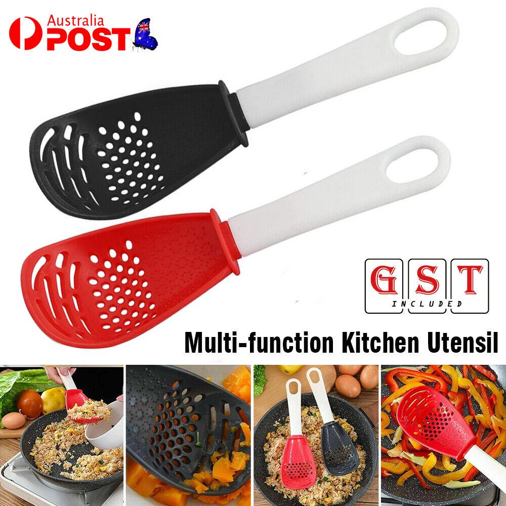 Multifunction Kitchen Cooking Spoon Tool Skimmer Garlic Press Potato Ricer Scoop