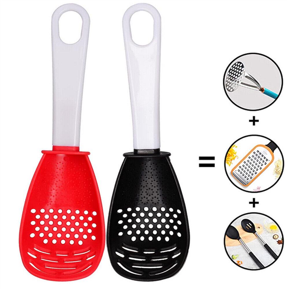 Multifunction Kitchen Cooking Spoon Tool Skimmer Garlic Press Potato Ricer Scoop - Image 3