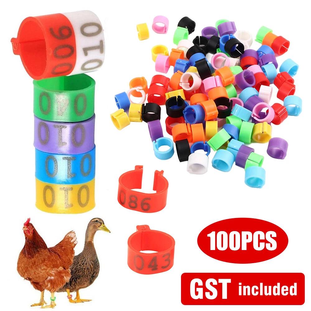 100X 001-100 Numbered 8/16 mm Pet Poultry Goose Chicken Duck Leg Band Rings