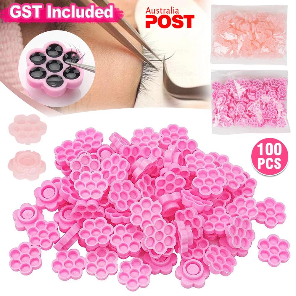 100pc Eyelash Extensions Adhesive Glue Holder Cup Lash Stand Supplies Makeup