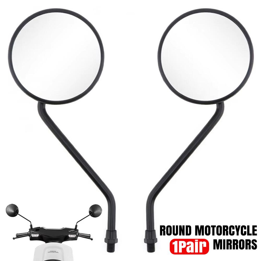 NEW 1 Pair round black motorcycle mirrors M10 10mm Thread Rear Side View Mirror