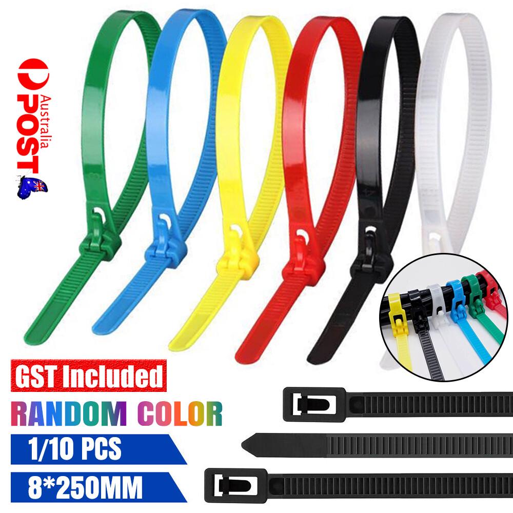 8MM Cable Ties Zip Nylon Plastic Releasable Reusable Wraps Ratchet Wire AU