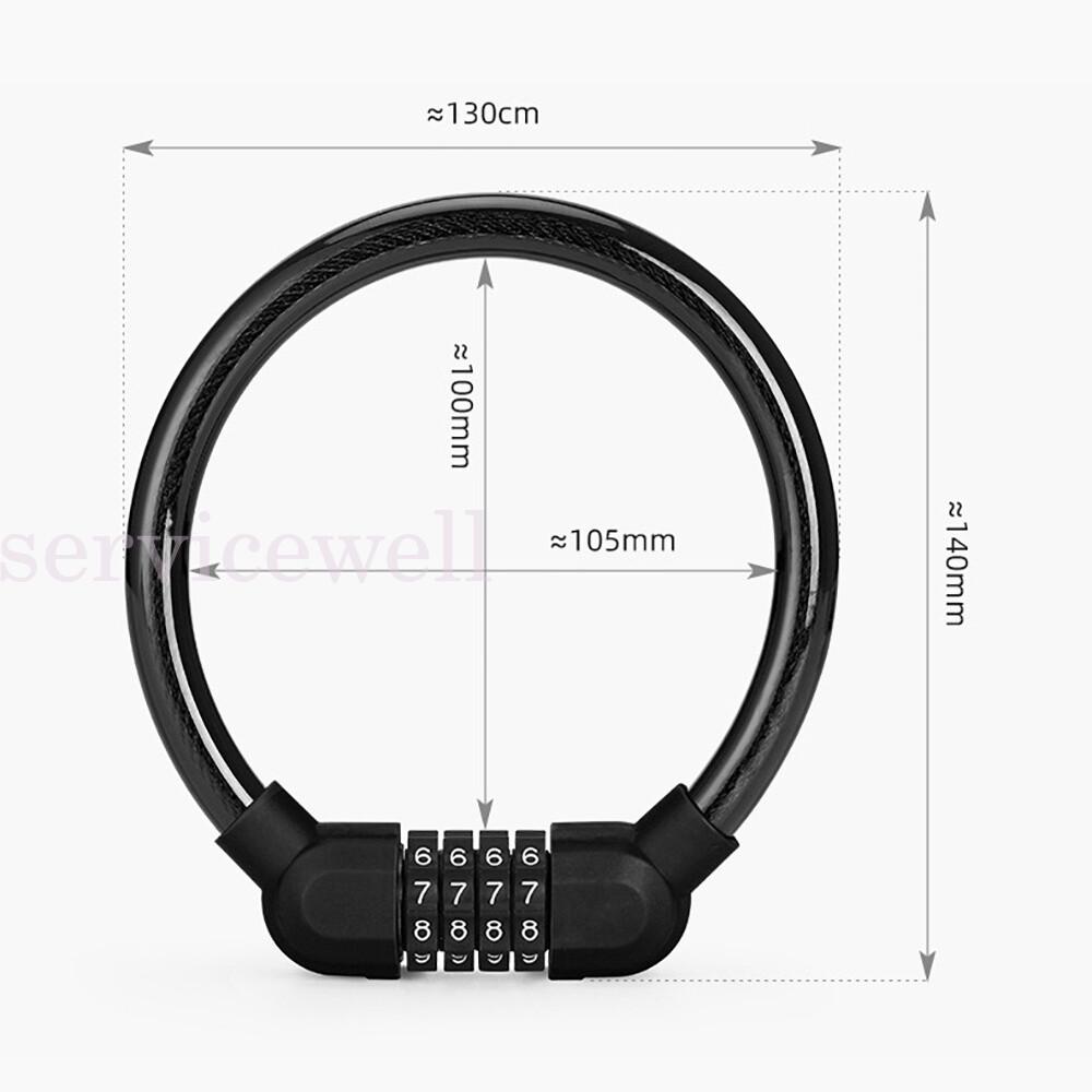 Bicycle Code Combination Locker 4-Digital Password Pin Security Cable Lock - Image 2