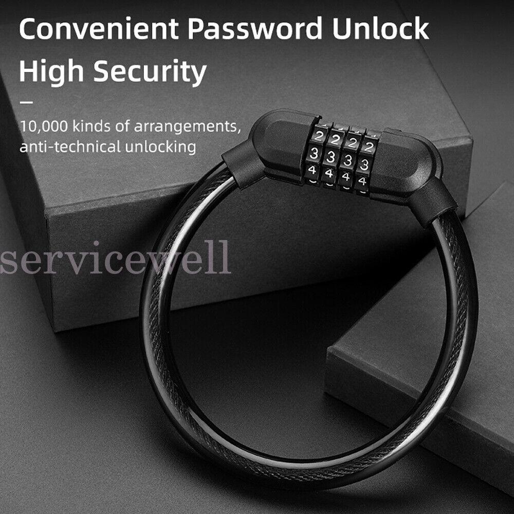 Bicycle Code Combination Locker 4-Digital Password Pin Security Cable Lock - Image 5