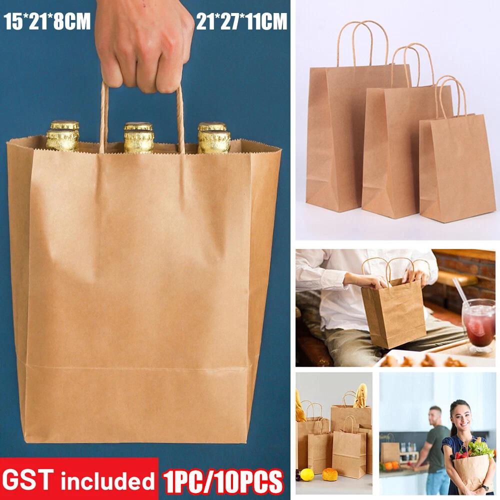 Kraft Brown Paper Bags with Handles Craft Merchandise Shopping Retail Bags