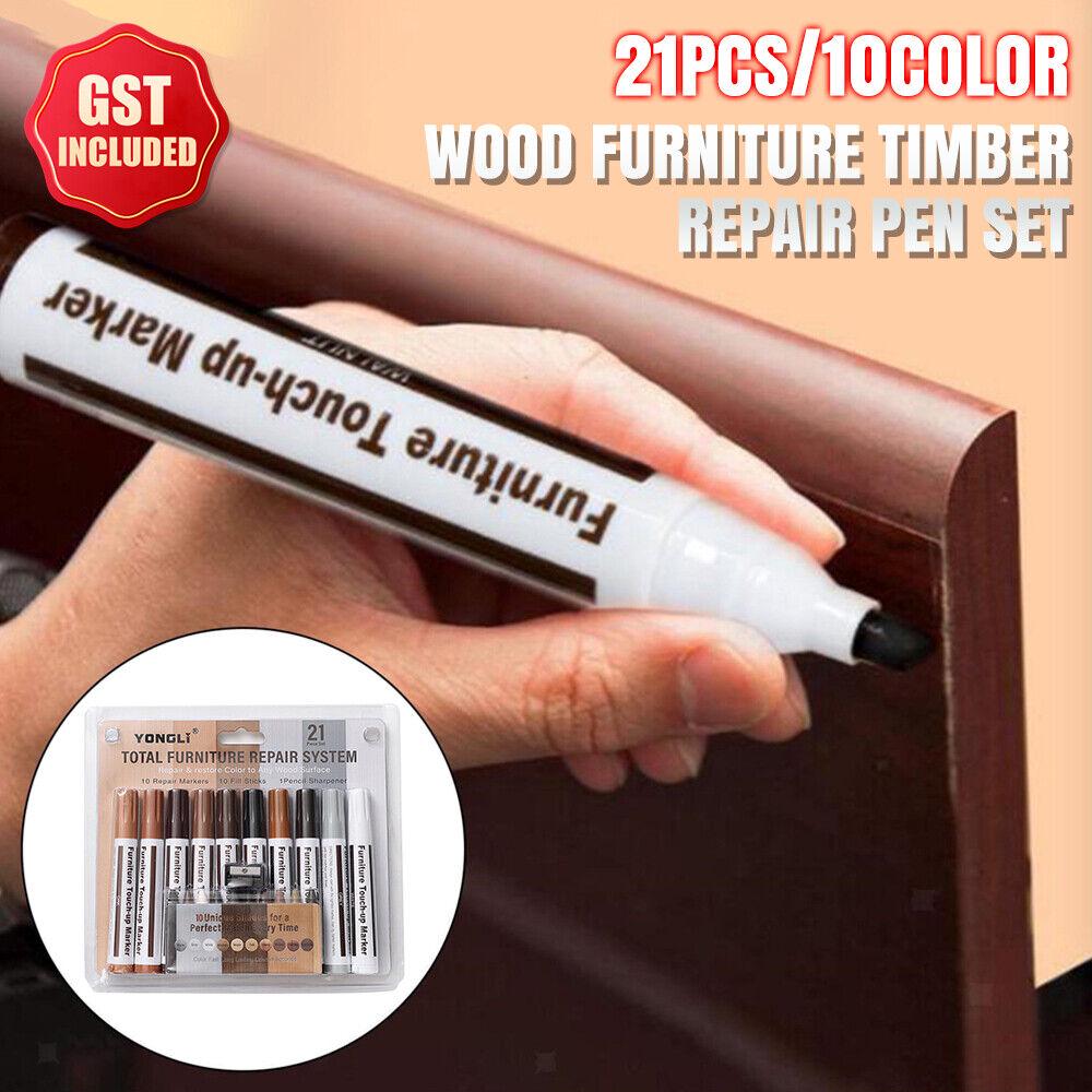 NEW Scratch Wood Furniture Timber Repair Pen Touch Up Marker + 10 Fill Stick