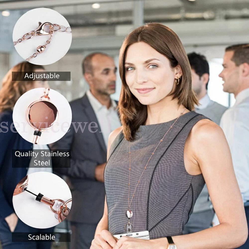 Necklace with ID Card Holders Retractable Badge Reel Lanyard DIY Beaded Lanyard - Image 4