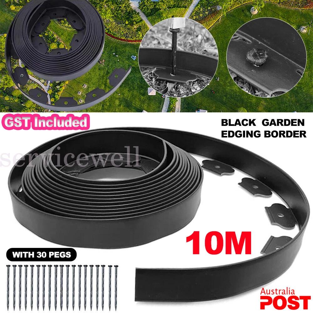 New No-Dig Landscape Edging Kit - 10M Plastic Garden Border with 30 Stakes