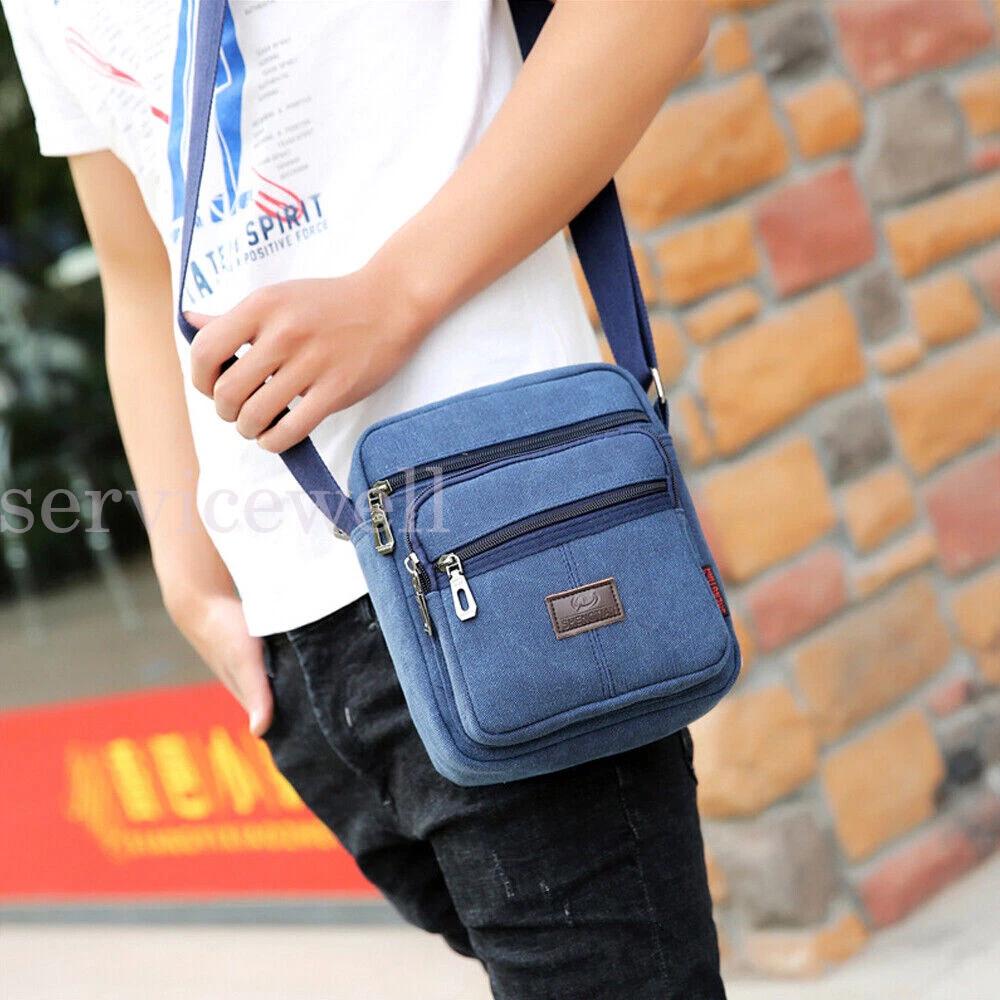 Retro Men Canvas Shoulder Messenger Bag Crossbody Satchel Travel Man Bag AU - Image 4