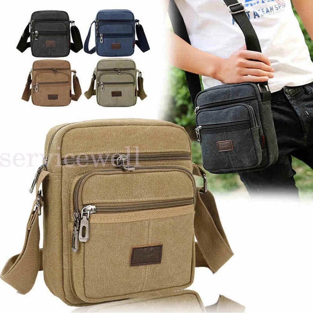 Retro Men Canvas Shoulder Messenger Bag Crossbody Satchel Travel Man Bag AU