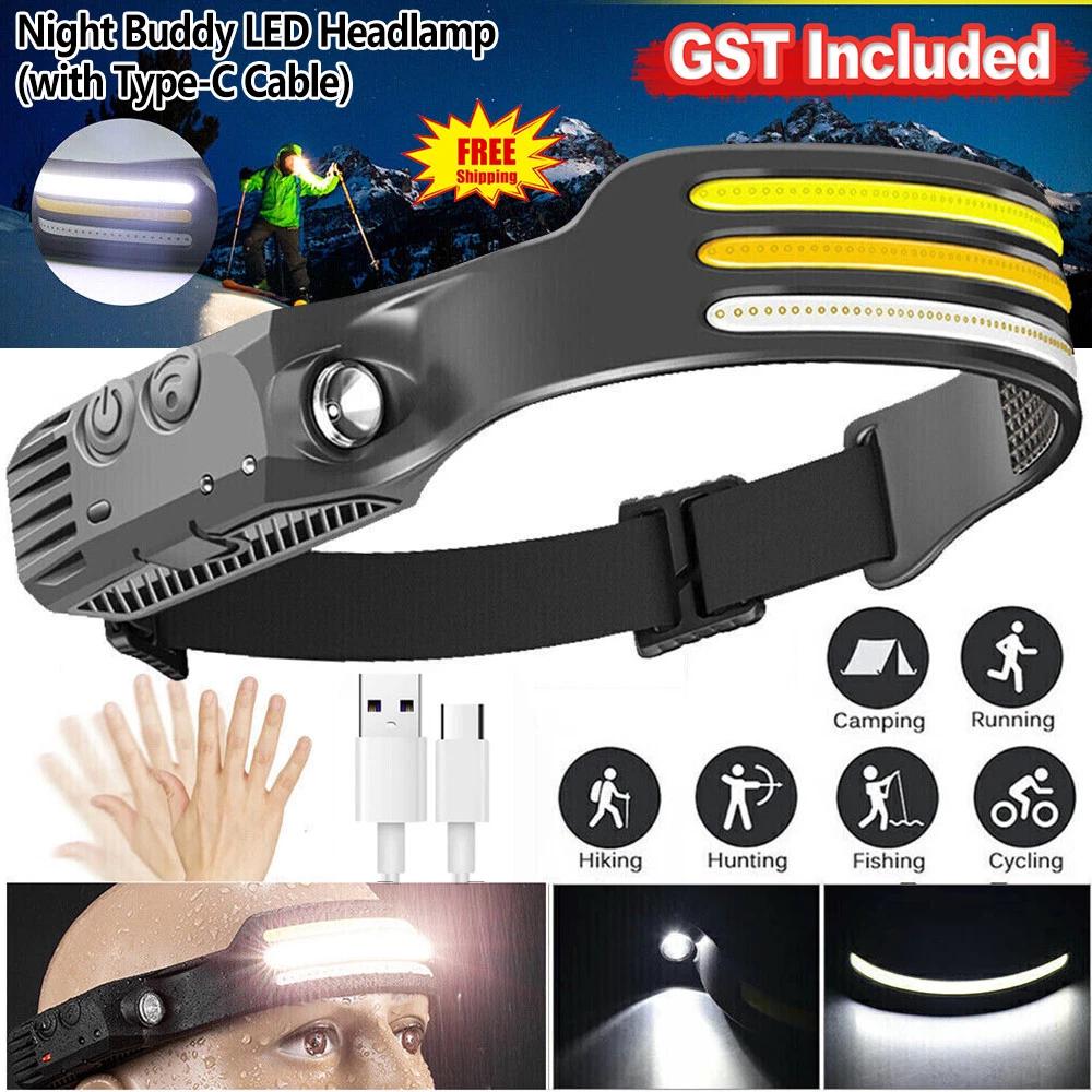 Outdoor Waterproof Night Buddy 230º LED Headlamp Head Torch Hiking Camping AU