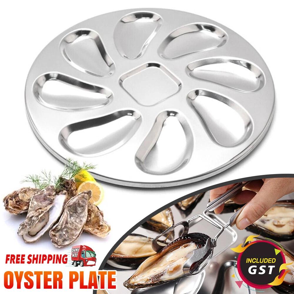 Oyster Wheel Cooking Serving Tray Stainless Steel Round Seafood Plate Dish