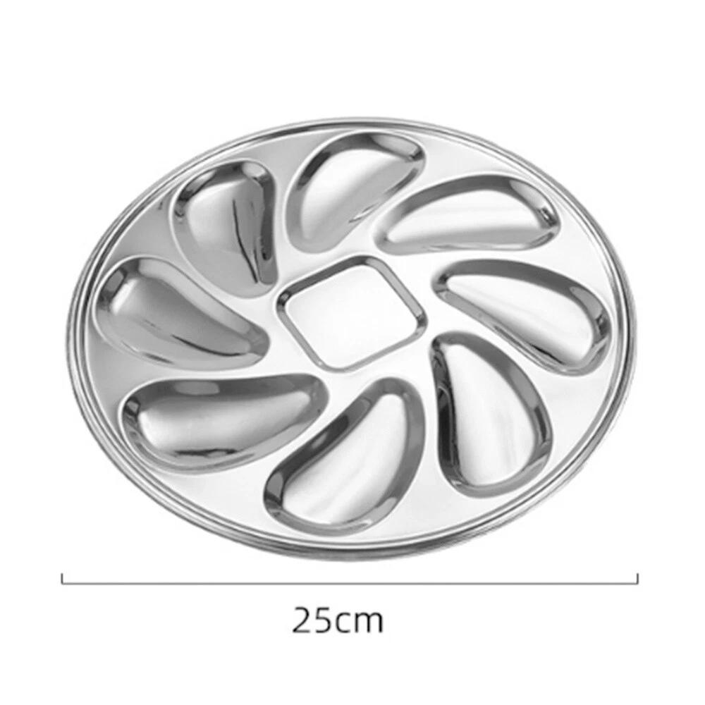 Oyster Wheel Cooking Serving Tray Stainless Steel Round Seafood Plate Dish - Image 2