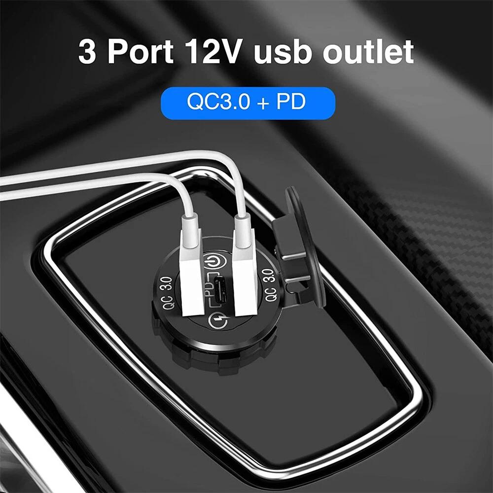 PD Type C Dual USB Car Charger QC 3.0 Charger 12V 24V Power Outlet Socket 60W - Image 6