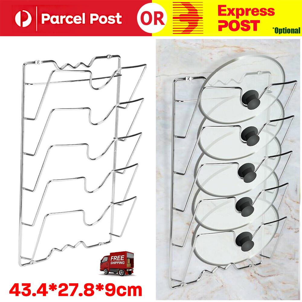 Pan Lid Holder Storage Rack Wall Mount Pot Cover Organizer Kitchen Accessories