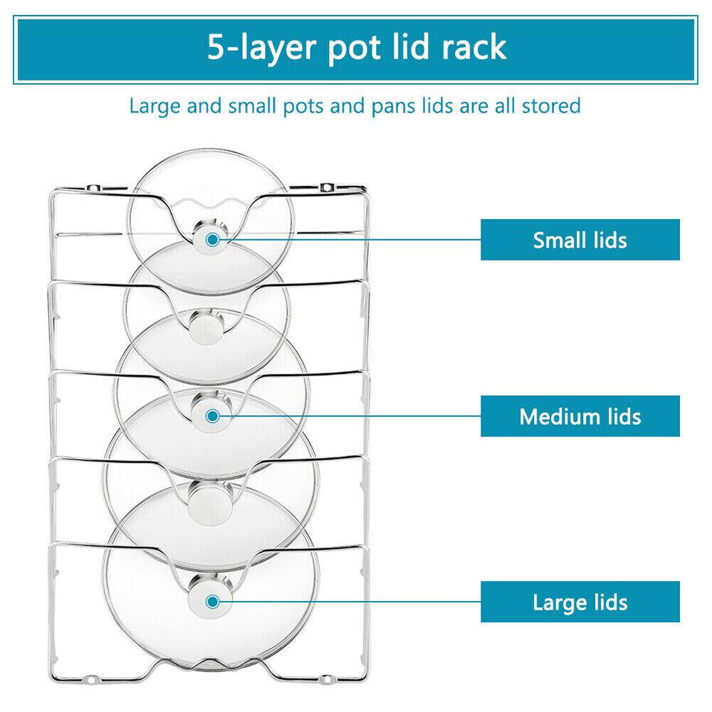 Pan Lid Holder Storage Rack Wall Mount Pot Cover Organizer Kitchen Accessories - Image 6