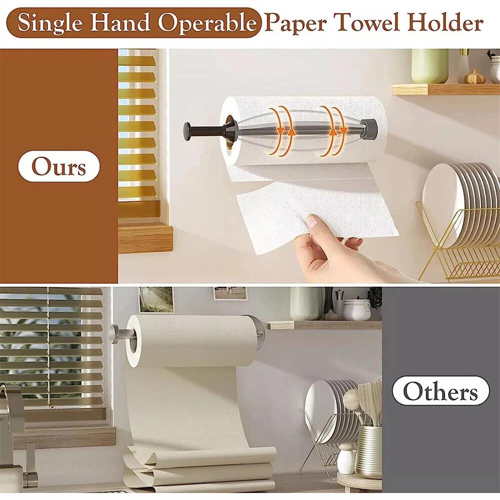 Paper Towel Holder Kitchen Bathroom Wall Mount Tissue Roll Hanger Self-Adhesive - Image 5