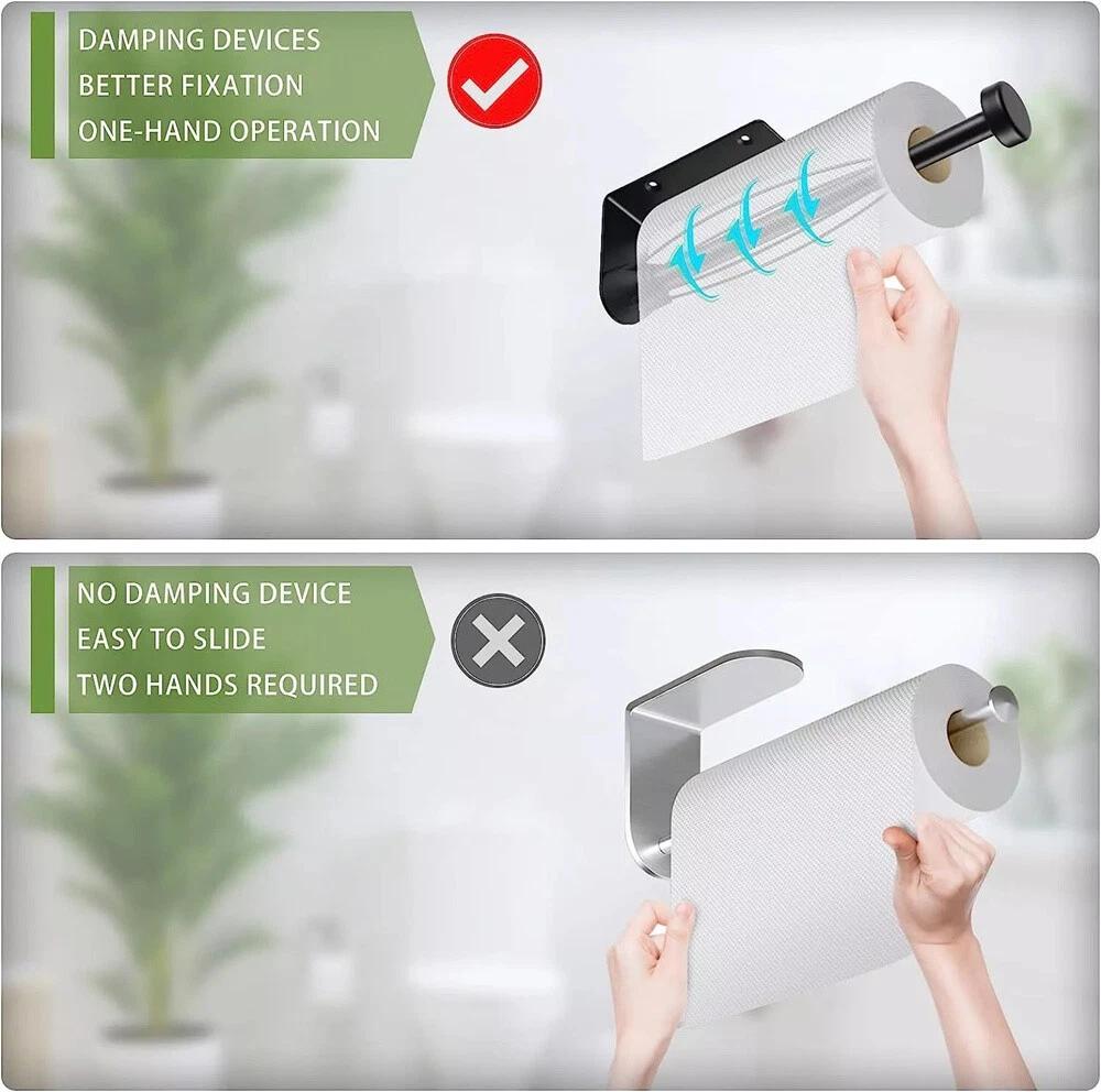 Paper Towel Holder Kitchen Bathroom Wall Mount Tissue Roll Hanger Self-Adhesive - Image 6