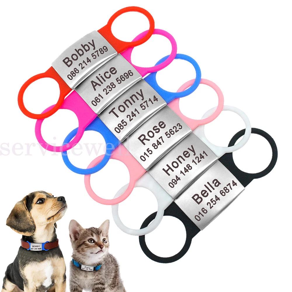 Personalized Dog Tags Slide On Pet Tag ID Silent Custom Engraved Cat Name Disc