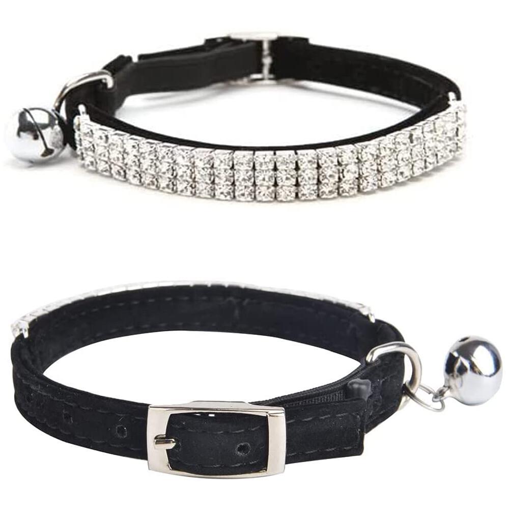 Pet Collar Suede Cat Kitten Puppy Safety Release Adjustable Rhinestone 4 colours - Image 5