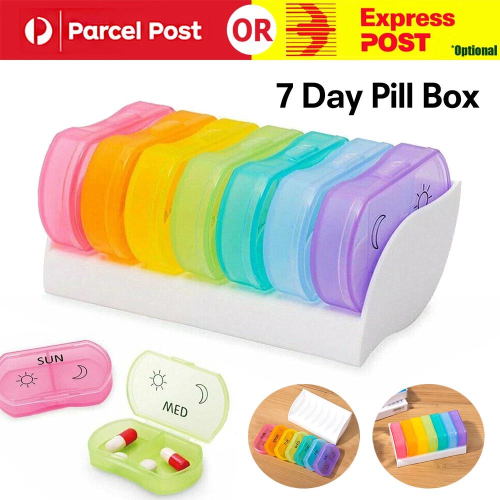 Pill Box 7day 14 Grid Organiser Tablet Container Case Medicine Storage Dispenser