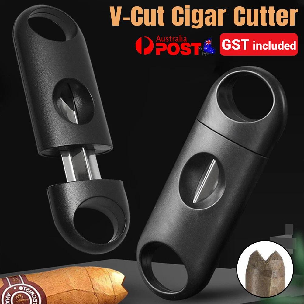 Plastic Cigar Cutter V-Cut Stainless Steel Blade Guillotine Portable Cigars Cut