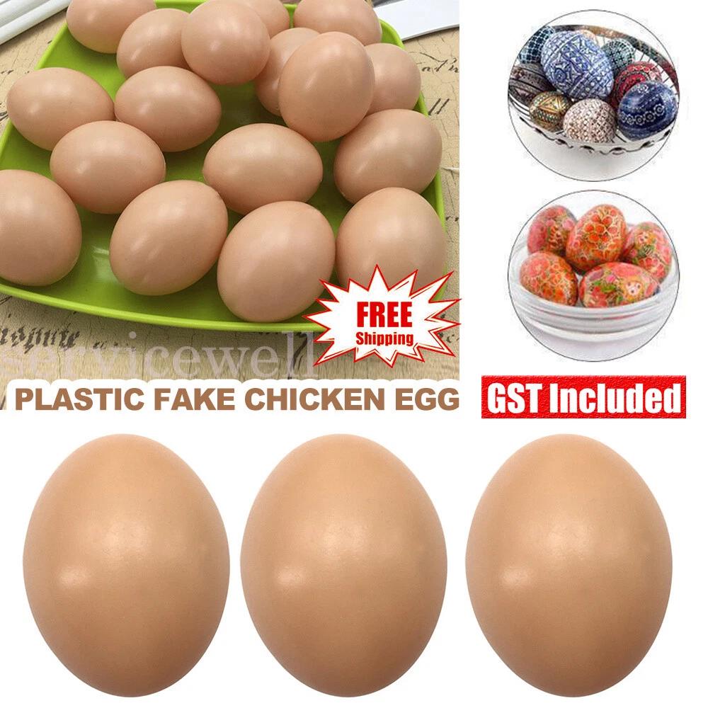 Plastic Fake Chicken Eggs Poultry Layer-Coop Hatching Simulation Dummy Eggs AU