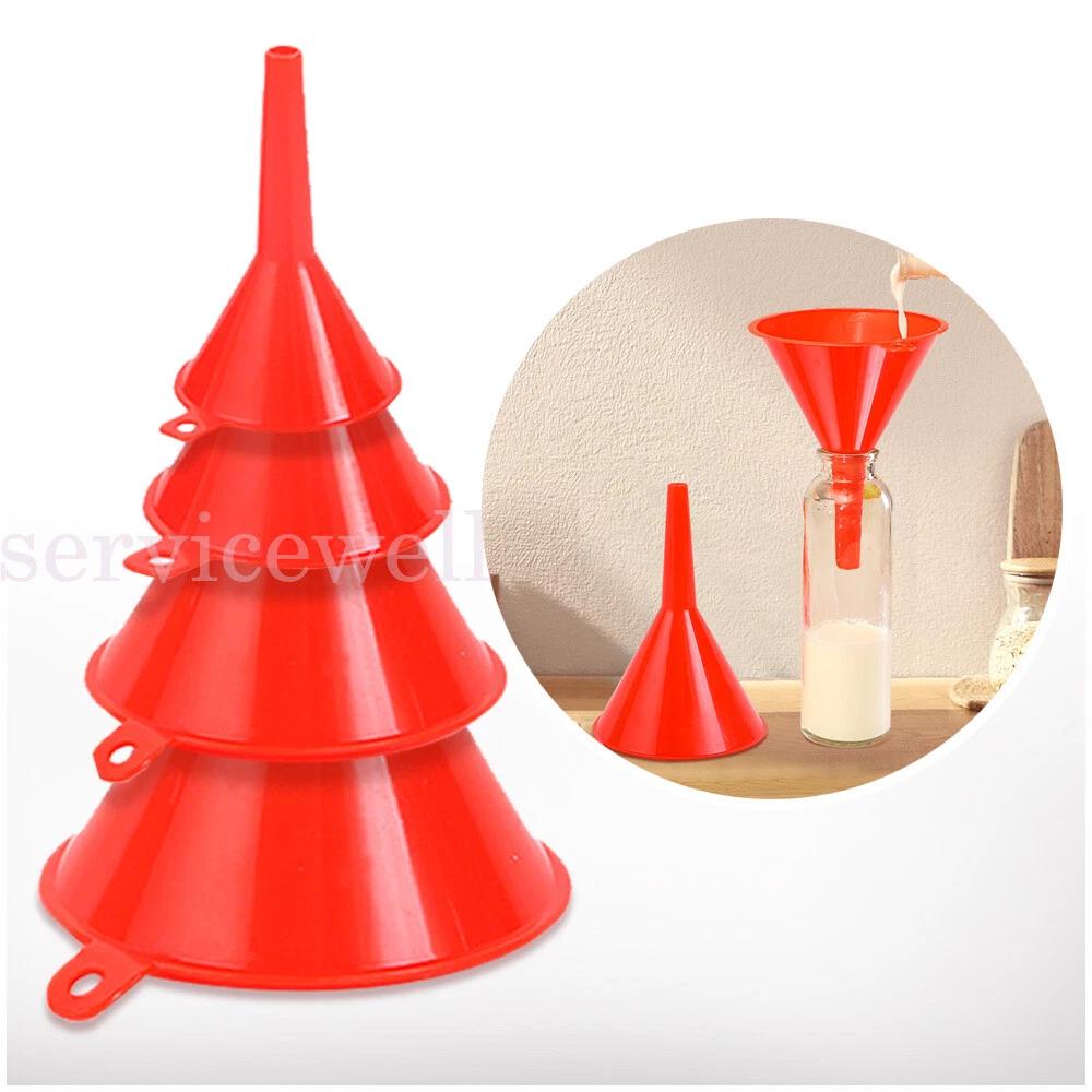 Plastic Funnel Kitchen 4Pcs Red Medium Liquid Funnel Set Variety Large Small AU - Image 4