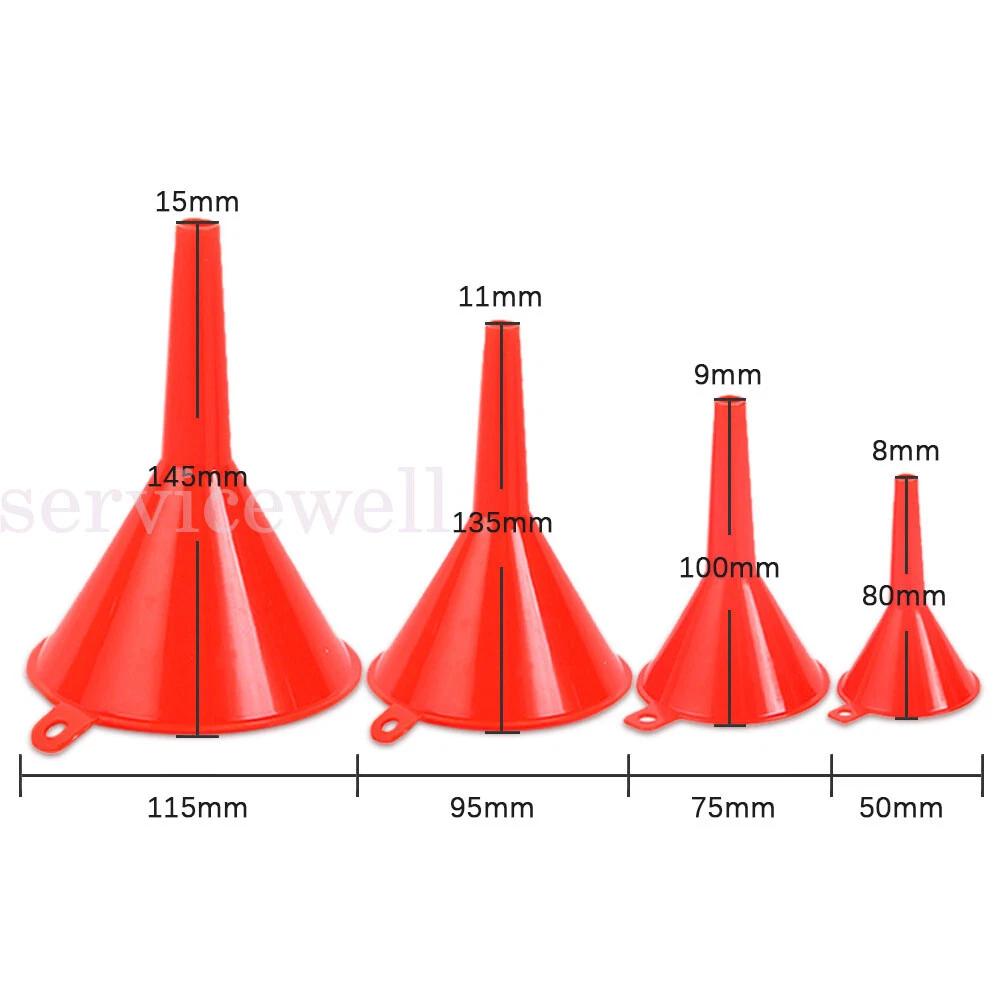 Plastic Funnel Kitchen 4Pcs Red Medium Liquid Funnel Set Variety Large Small AU - Image 2