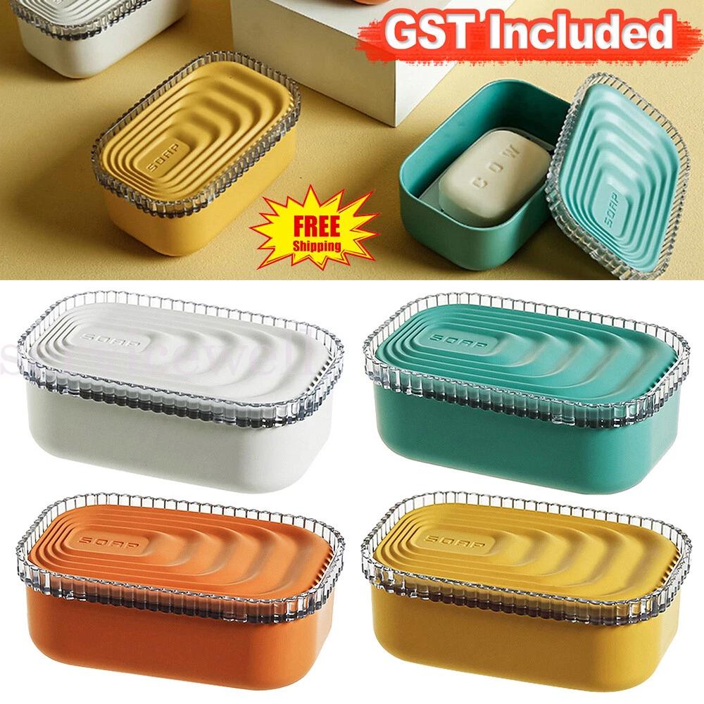 Portable Sealed Soap Container Box Travel Holder Case With Lid Drain Soap Dish