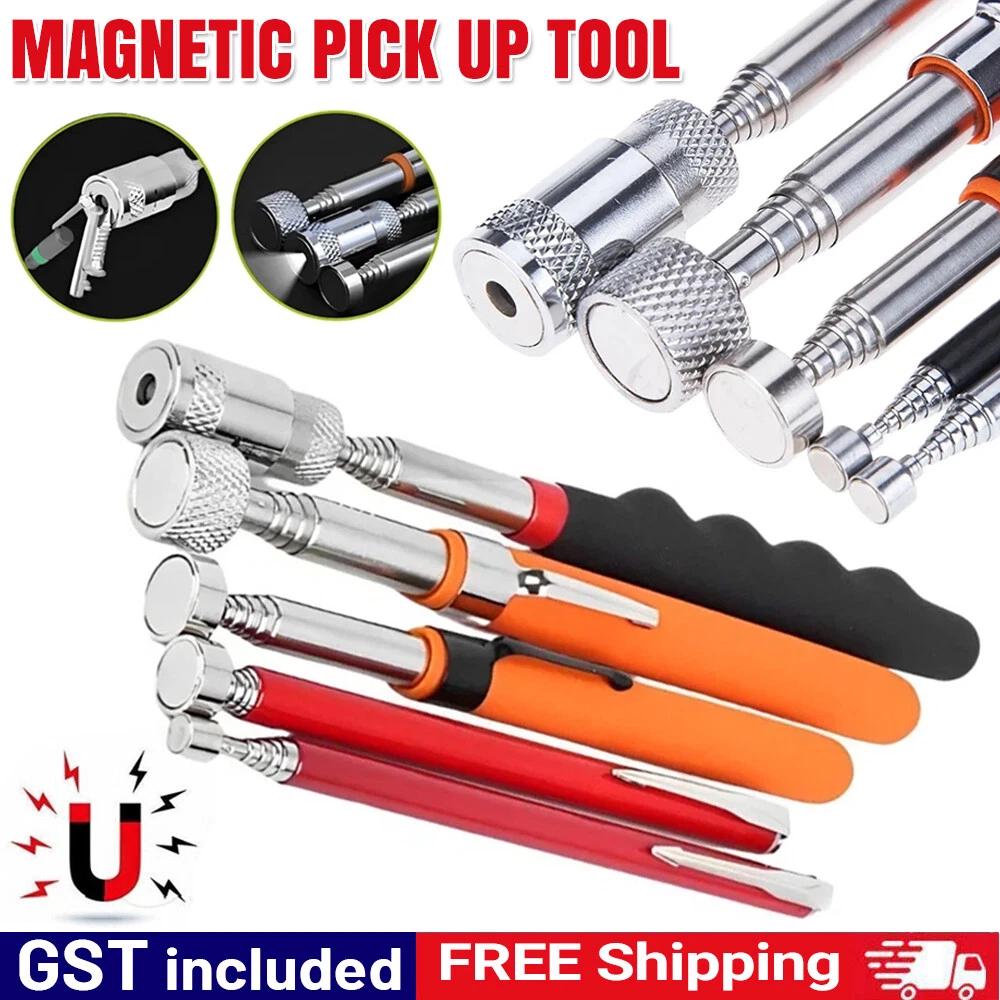 Portable Telescopic Magnetic Pick Up Rod Tool LED Magnet long Stick Extending AU