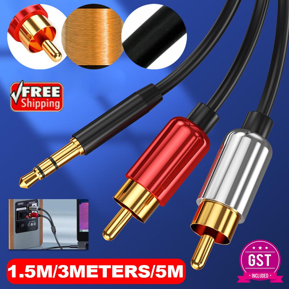 Premium Quality 3.5mm AUX to 2 RCA Cable Y Converter Cord Stereo Audio Up to 5M
