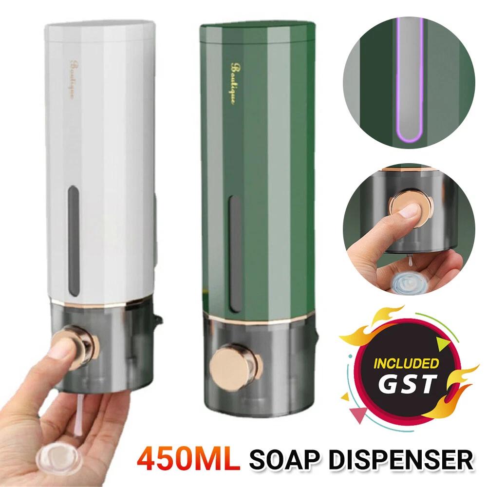 Press-Type Soap Liquid Dispenser Wall Mounted Hand Wash Shower Gel Shampoo 450ml