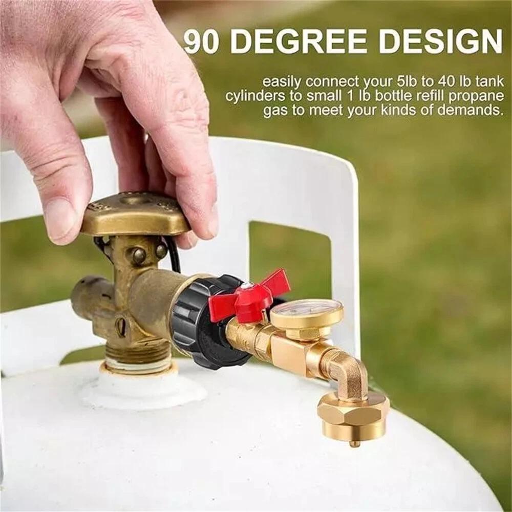 Propane Refill Adapter ON-Off Valve and Gauge Fill 1Lb Bottle From 20-40Lb Tank - Image 7