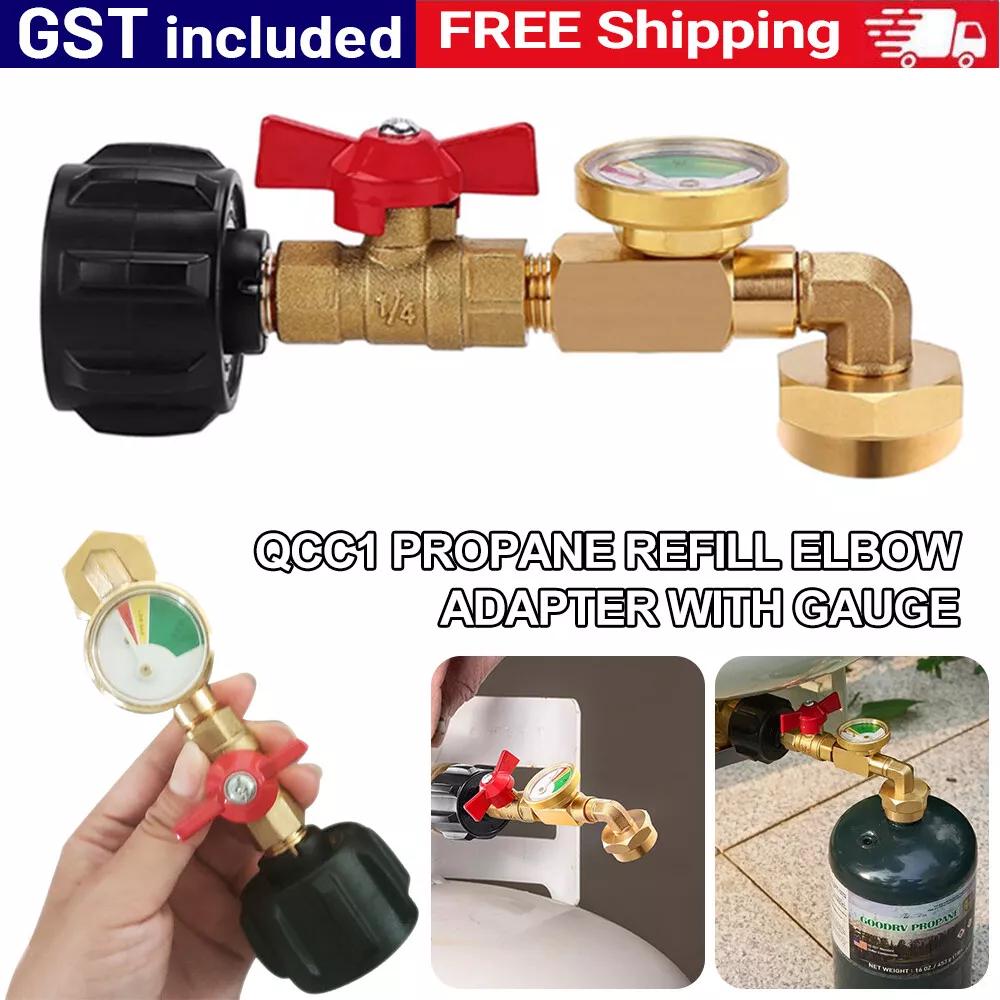 Propane Refill Adapter ON-Off Valve and Gauge Fill 1Lb Bottle From 20-40Lb Tank