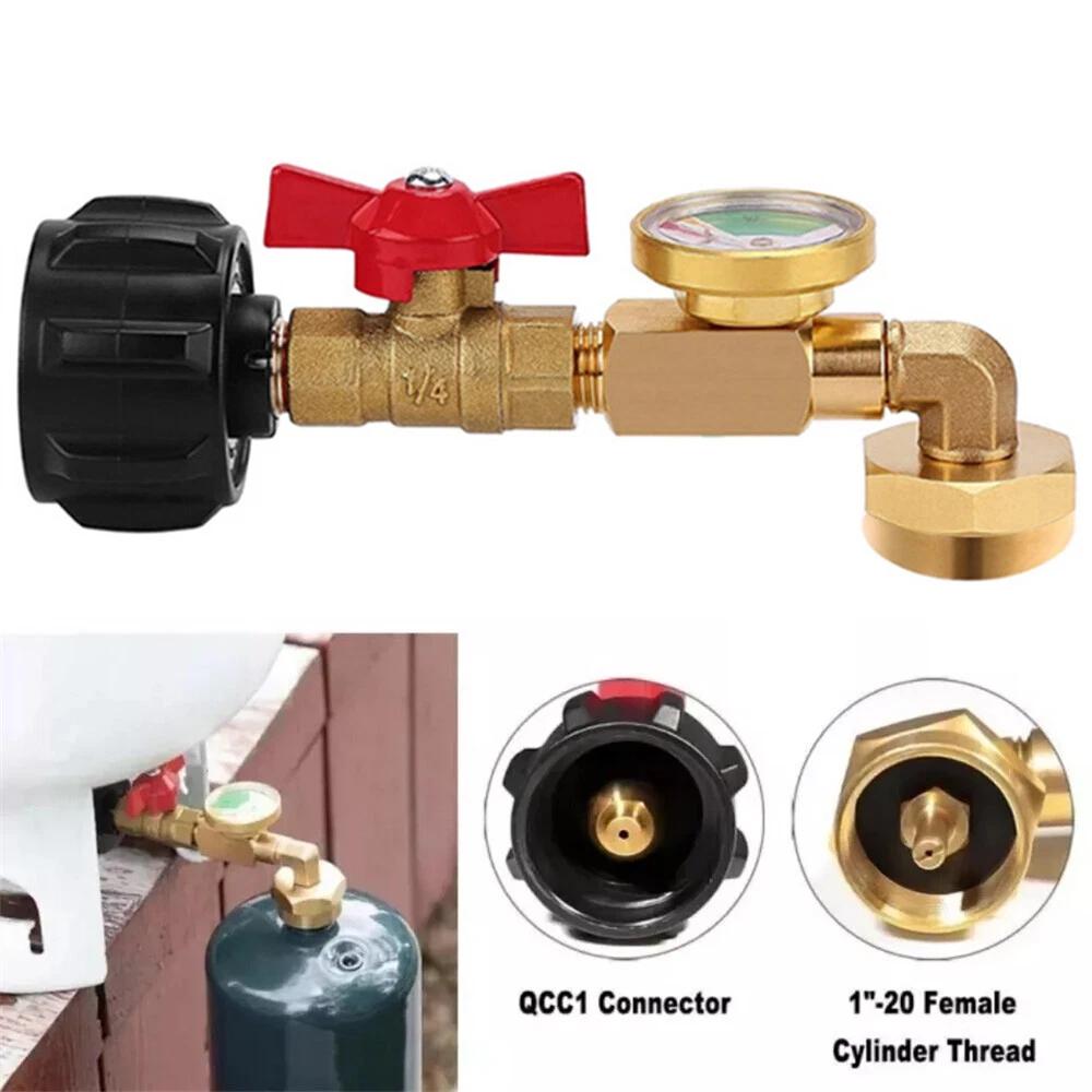 Propane Refill Adapter ON-Off Valve and Gauge Fill 1Lb Bottle From 20-40Lb Tank - Image 2