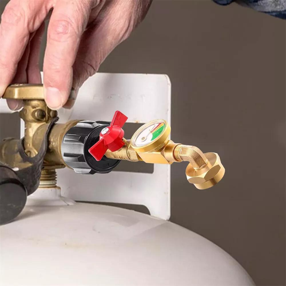 Propane Refill Adapter ON-Off Valve and Gauge Fill 1Lb Bottle From 20-40Lb Tank - Image 6