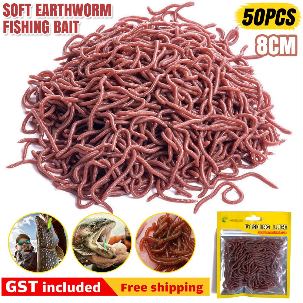 Red Worm Fishing Bait Lures Soft Earthworm Grub Simulation Tackle 50PCS/Pack 8cm