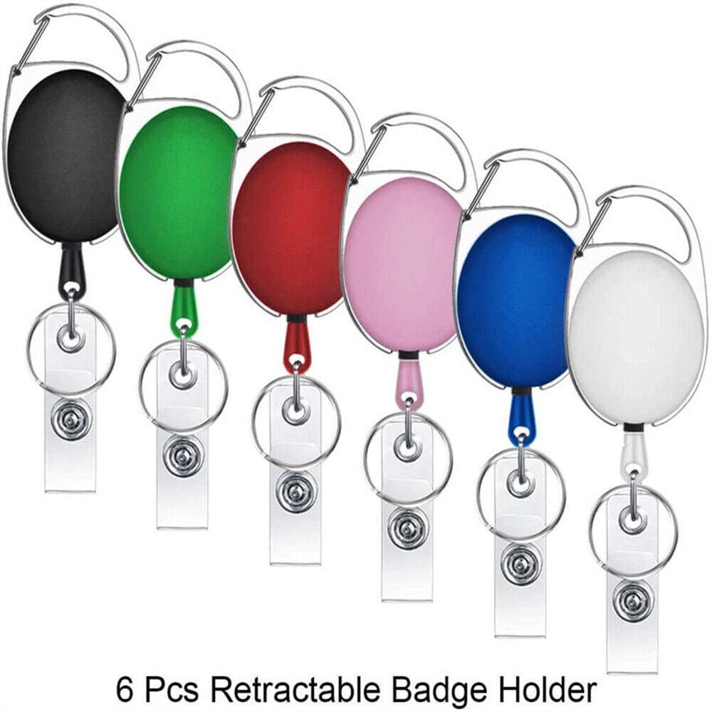 Retractable Key Chain Nurse ID Badge Card Holder Lanyard Key ring Carabiner Clip - Image 7
