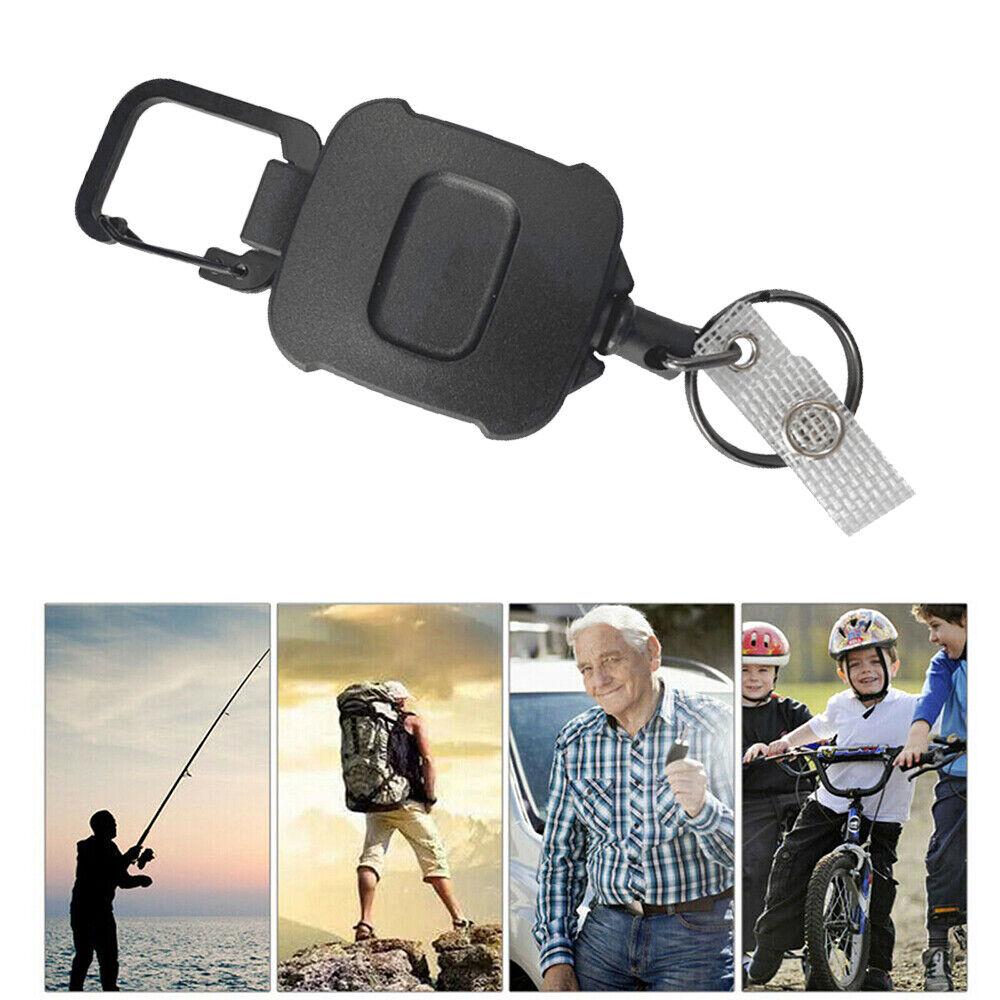 Retractable Keyring Clip Heavy Duty Pull Ring Key Chain Recoil Holder Steel Cord - Image 2