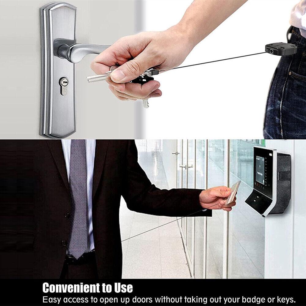 Retractable Keyring Clip Heavy Duty Pull Ring Key Chain Recoil Holder Steel Cord - Image 4