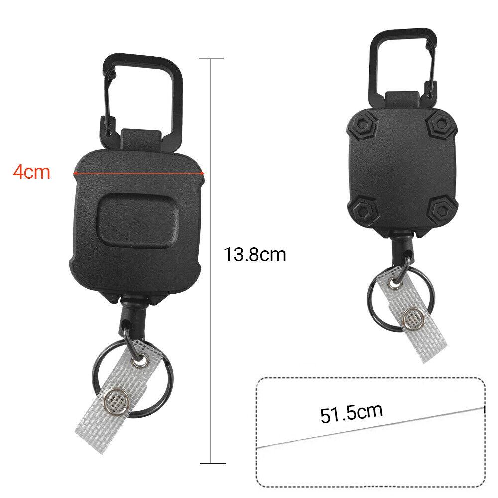 Retractable Keyring Clip Heavy Duty Pull Ring Key Chain Recoil Holder Steel Cord - Image 7