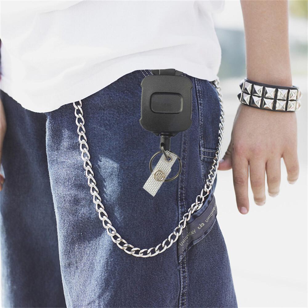 Retractable Keyring Clip Heavy Duty Pull Ring Key Chain Recoil Holder Steel Cord - Image 3