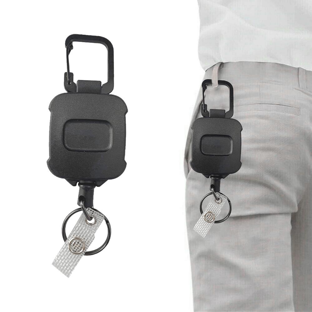 Retractable Keyring Clip Heavy Duty Pull Ring Key Chain Recoil Holder Steel Cord - Image 5