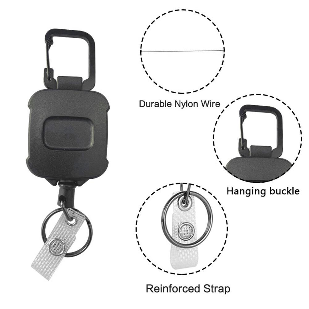 Retractable Keyring Clip Heavy Duty Pull Ring Key Chain Recoil Holder Steel Cord - Image 6